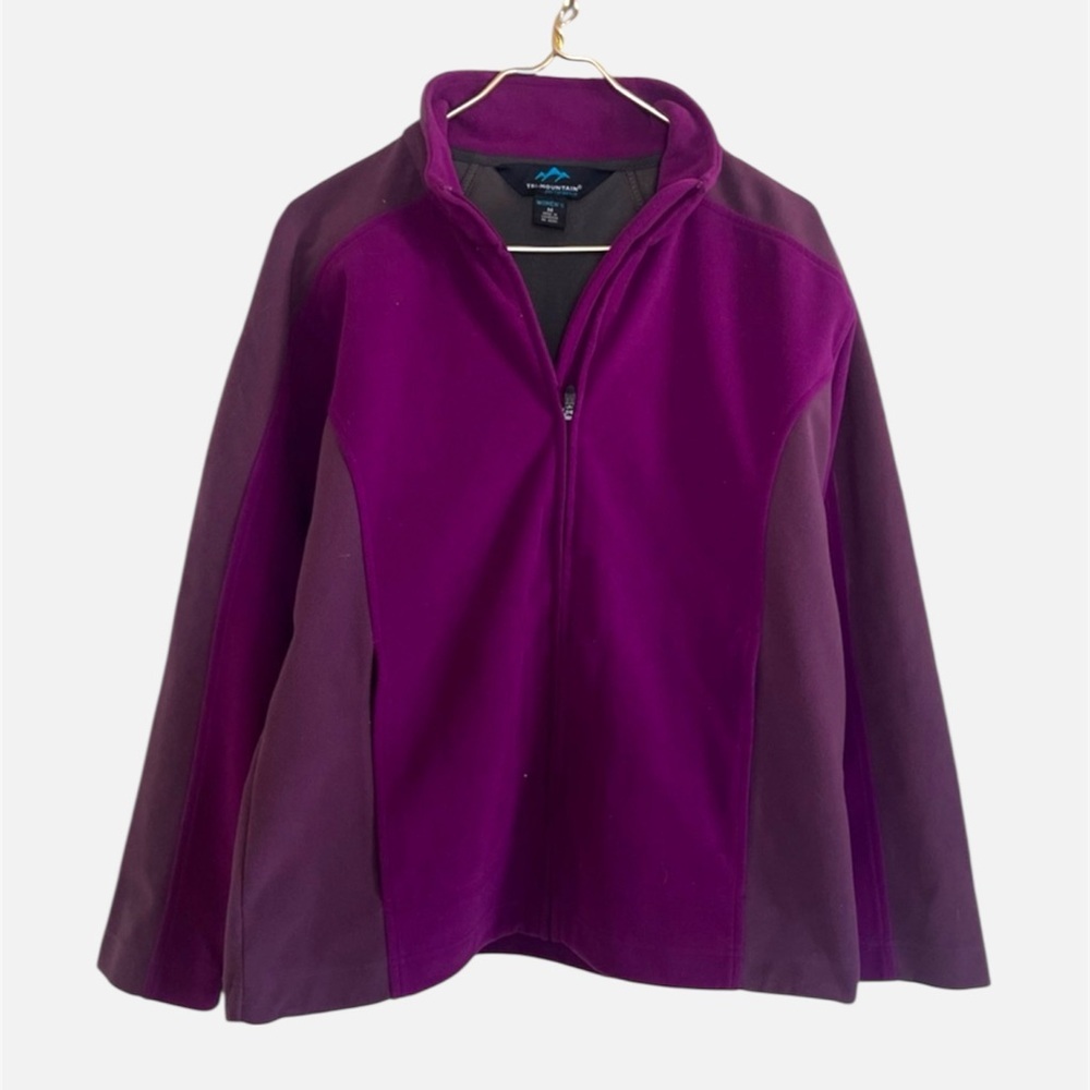 Tri MOUNTAIN Women's M Purple Fleece Jacket Full Zip Outdoor Performance